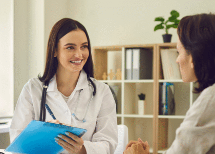 woman doing annual health checkup in hospital