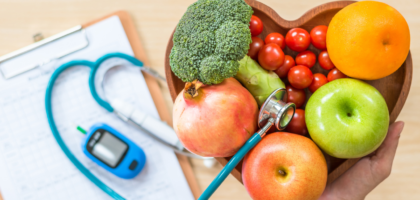 Blood sugar testing with diabetic diet plan