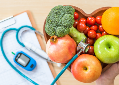 Blood sugar testing with diabetic diet plan